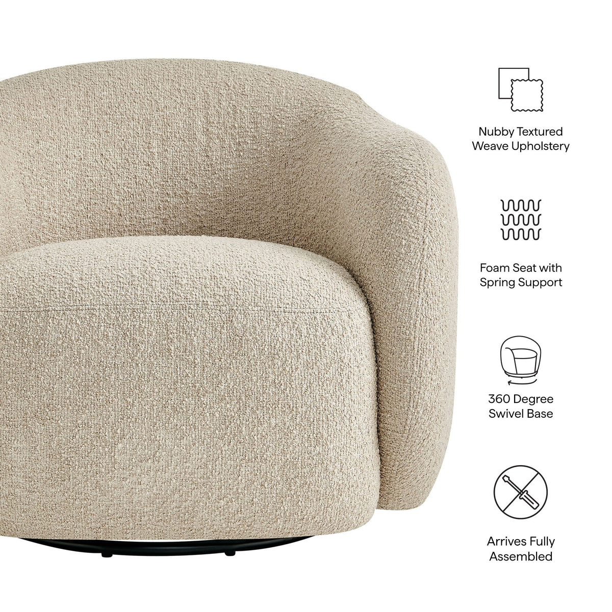 Selby Textured Woven Fabric Swivel Accent Chair