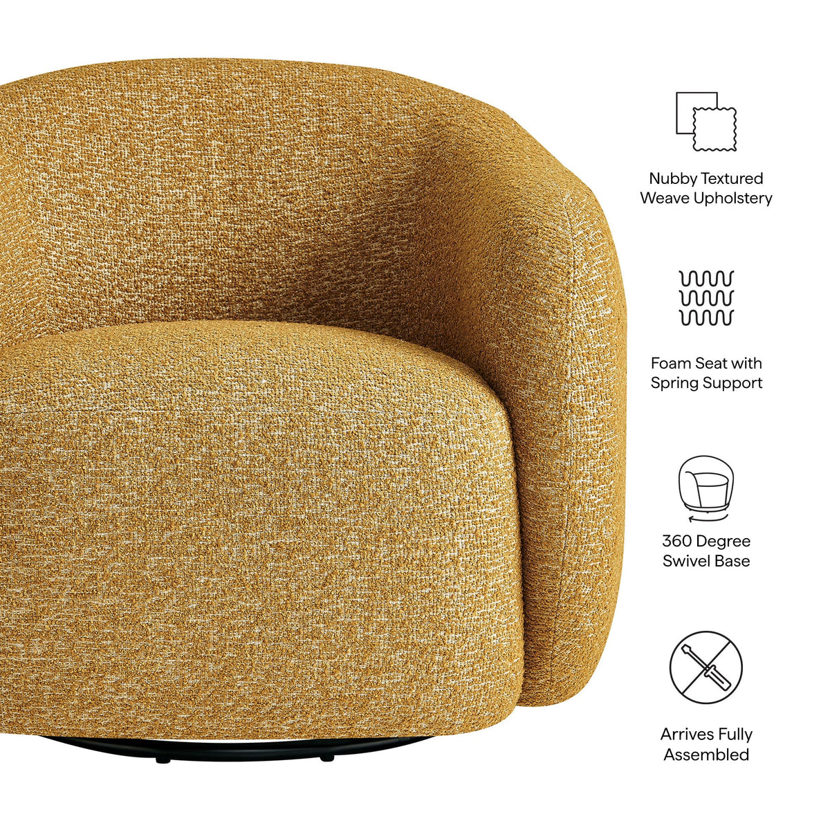 Selby Textured Woven Fabric Swivel Accent Chair