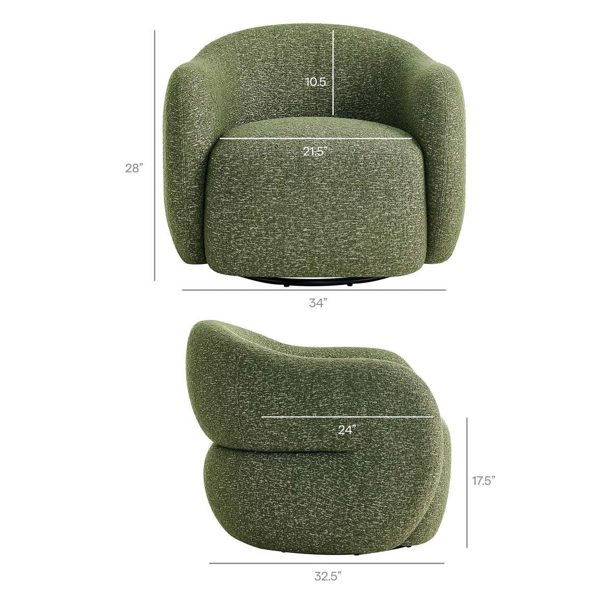 Selby Textured Woven Fabric Swivel Accent Chair