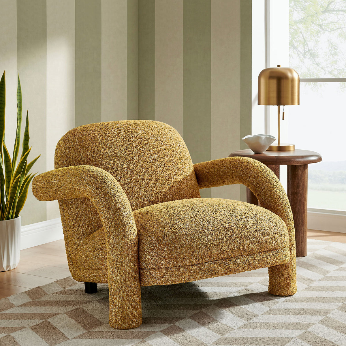Ferris Textured Woven Fabric Lounge Chair
