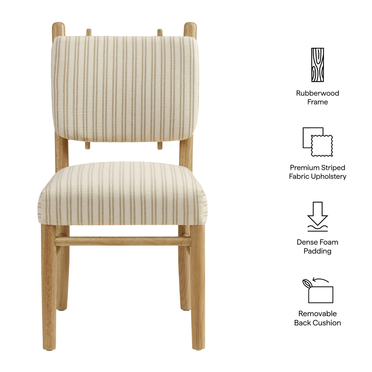 Mauden Striped Dining Side Chairs Set of 2