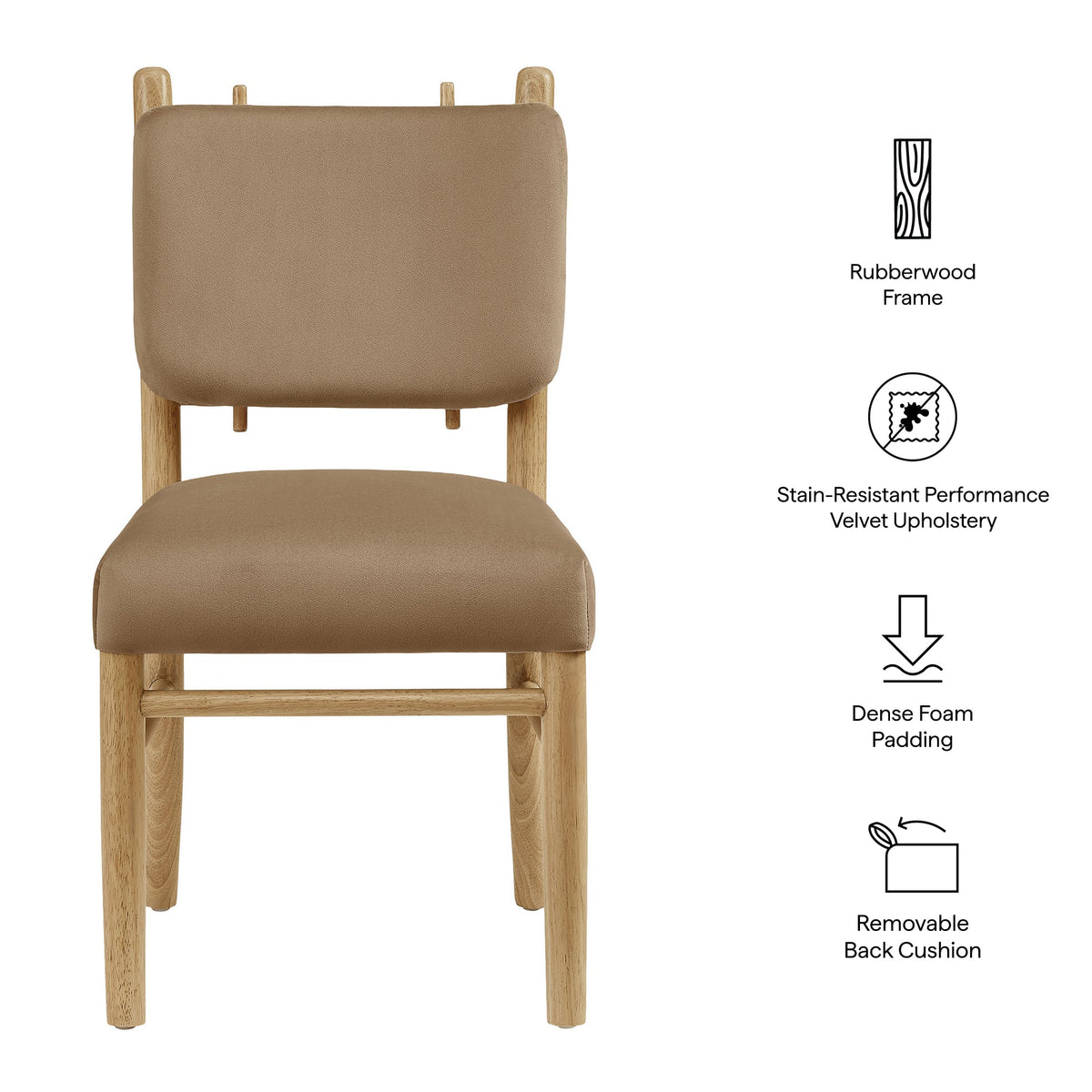 Mauden Performance Velvet Dining Side Chairs Set of 2