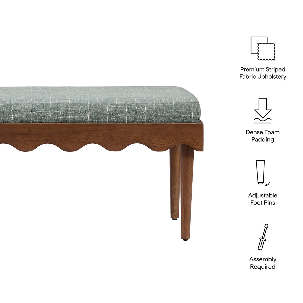 Mirette Scalloped Edge Striped Accent Bench