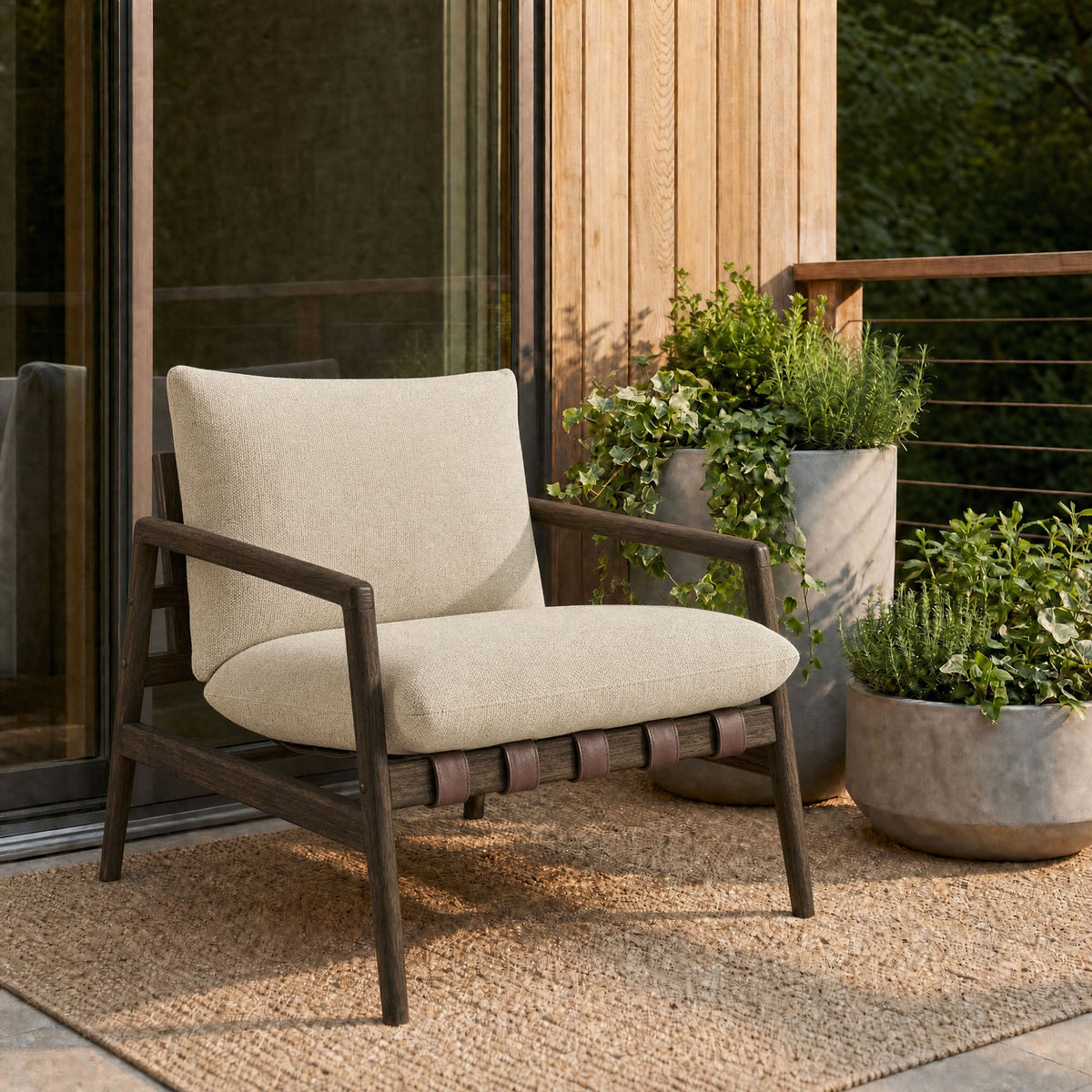 Nomi Outdoor Teak Wood Sling Chair