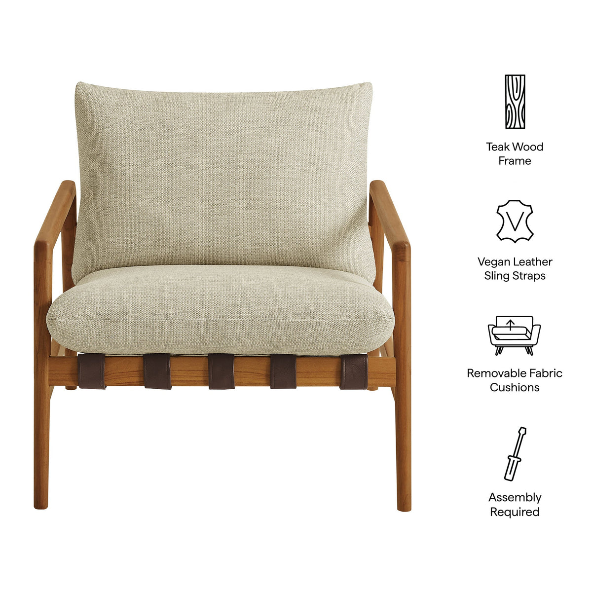 Nomi Outdoor Teak Wood Sling Chair