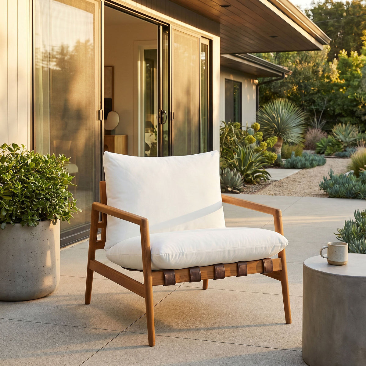 Nomi Outdoor Teak Wood Sling Chair