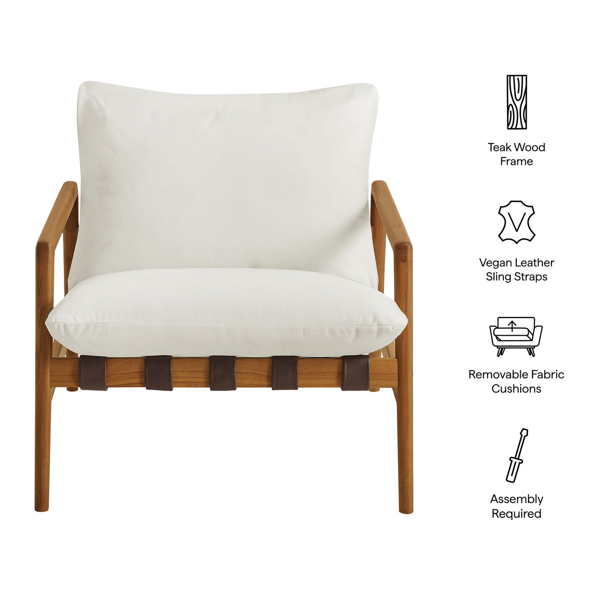 Nomi Outdoor Teak Wood Sling Chair