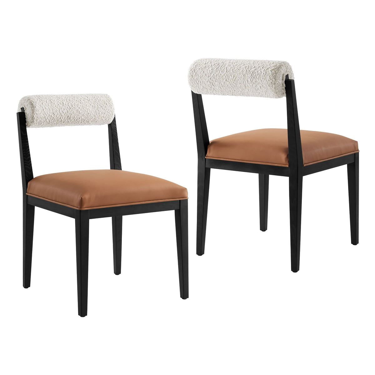Kai Boucle and Vegan Leather Dining Chair Set of 2