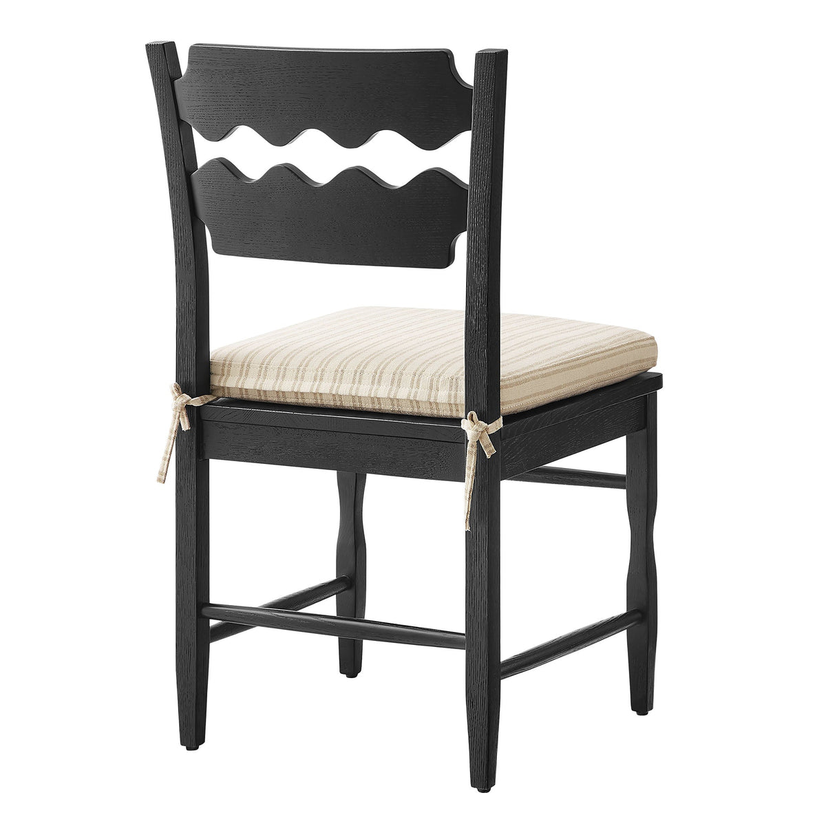 Jax Oak Wood Dining Chair With Wavy Razor Back and Cushion Set of 2