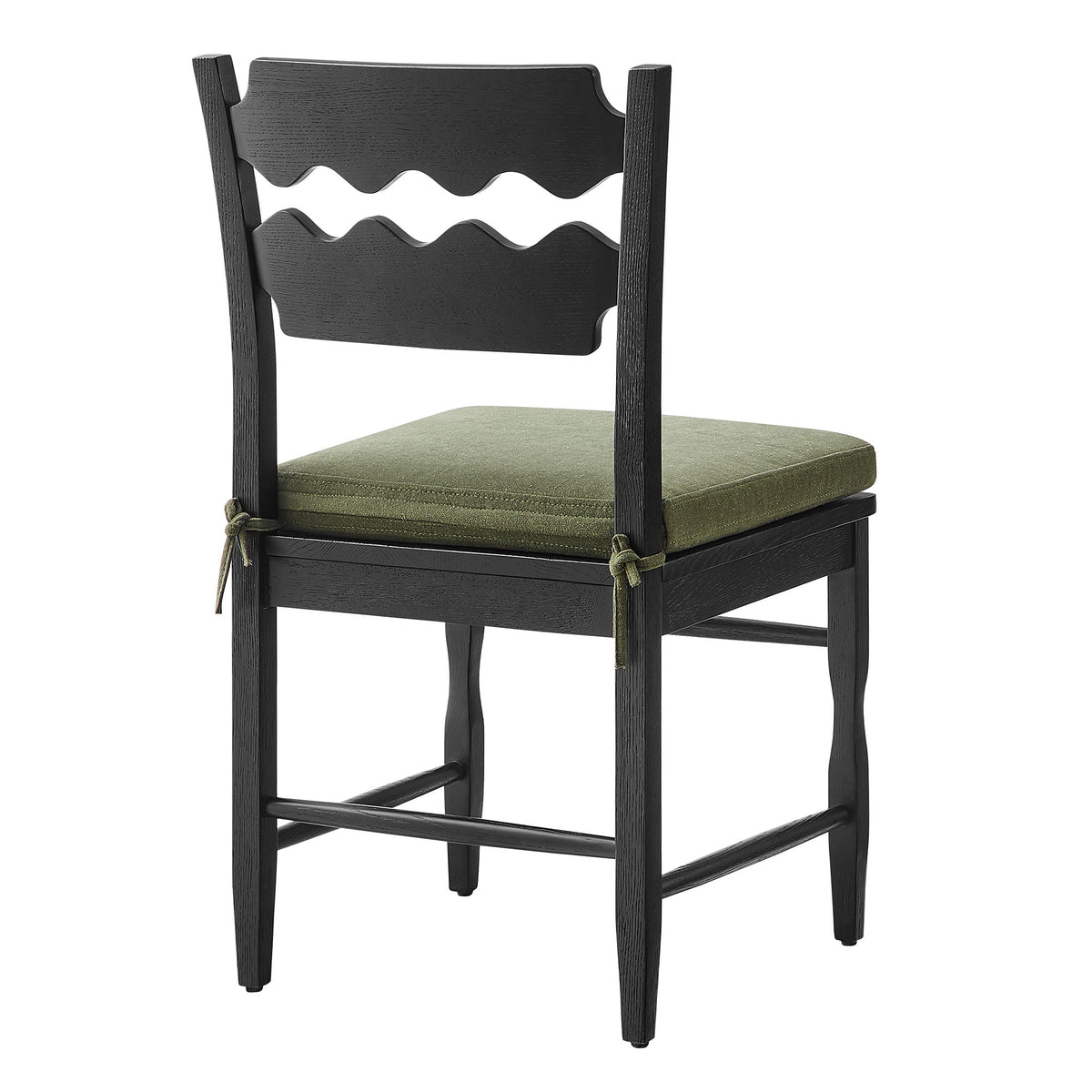 Jax Oak Wood Dining Chair With Wavy Razor Back and Cushion Set of 2