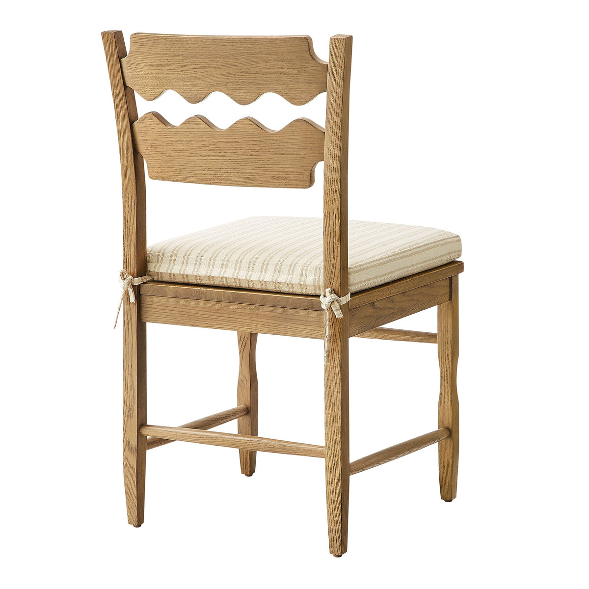 Jax Oak Wood Dining Chair With Wavy Razor Back and Cushion Set of 2