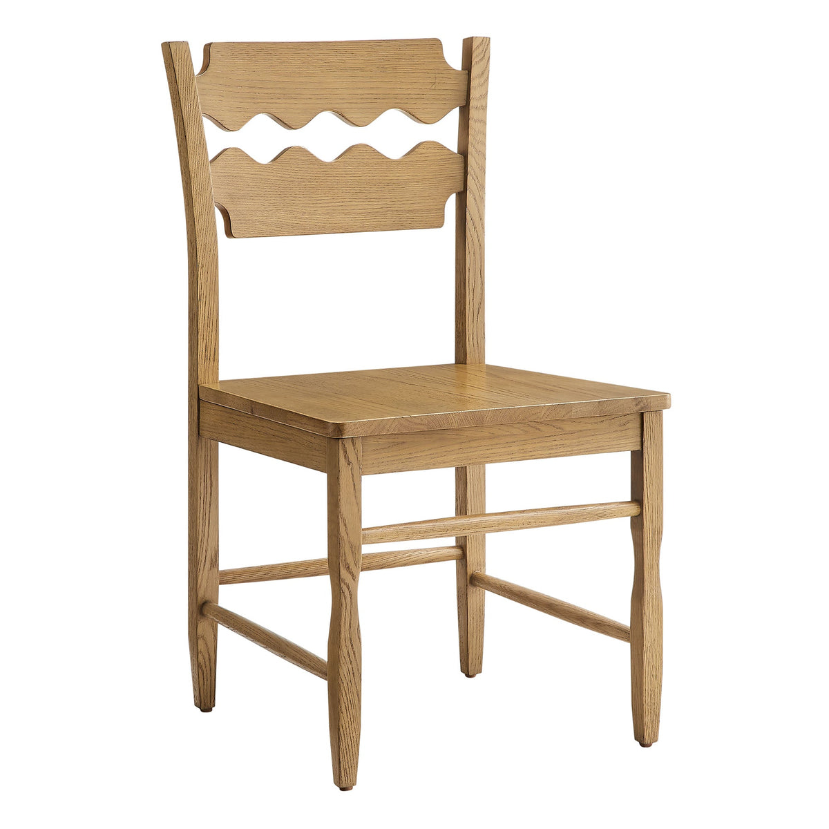 Jax Oak Wood Dining Chair With Wavy Razor Back Set of 2