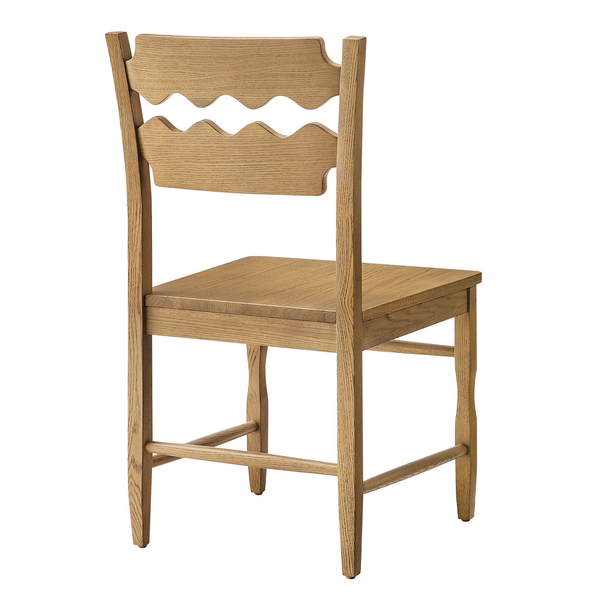 Jax Oak Wood Dining Chair With Wavy Razor Back Set of 2