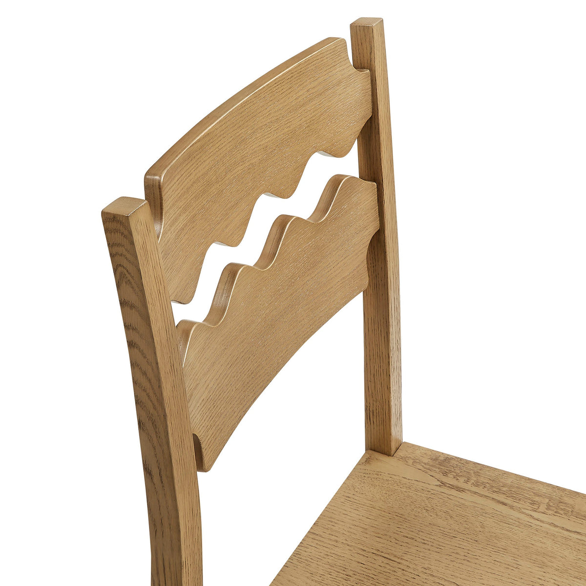 Jax Oak Wood Dining Chair With Wavy Razor Back Set of 2