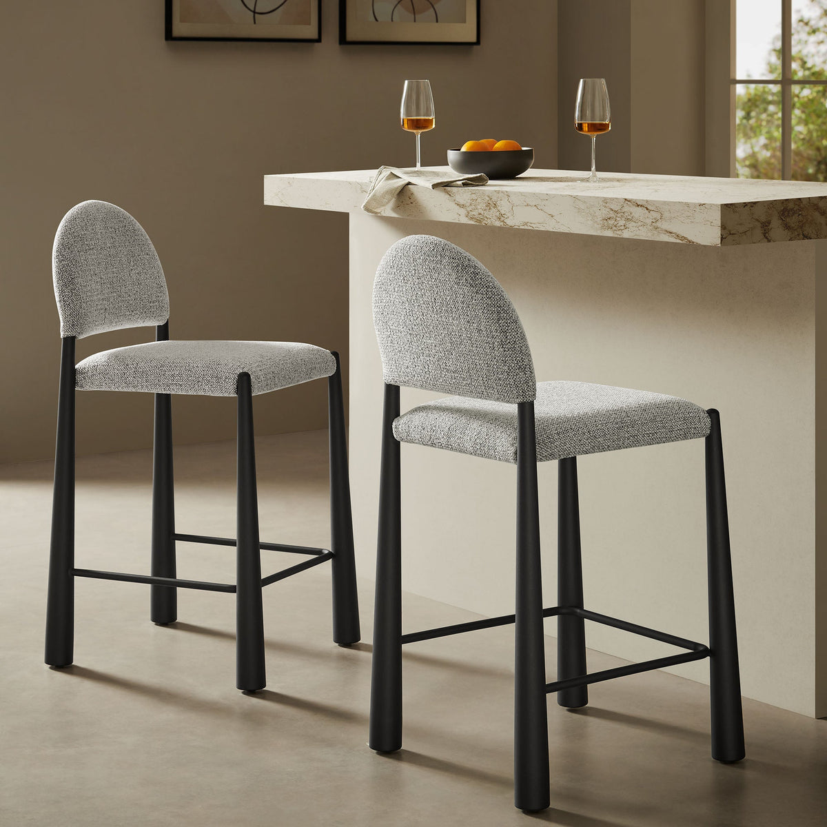 Hayley Upholstered Fabric Counter Stools Set of 2