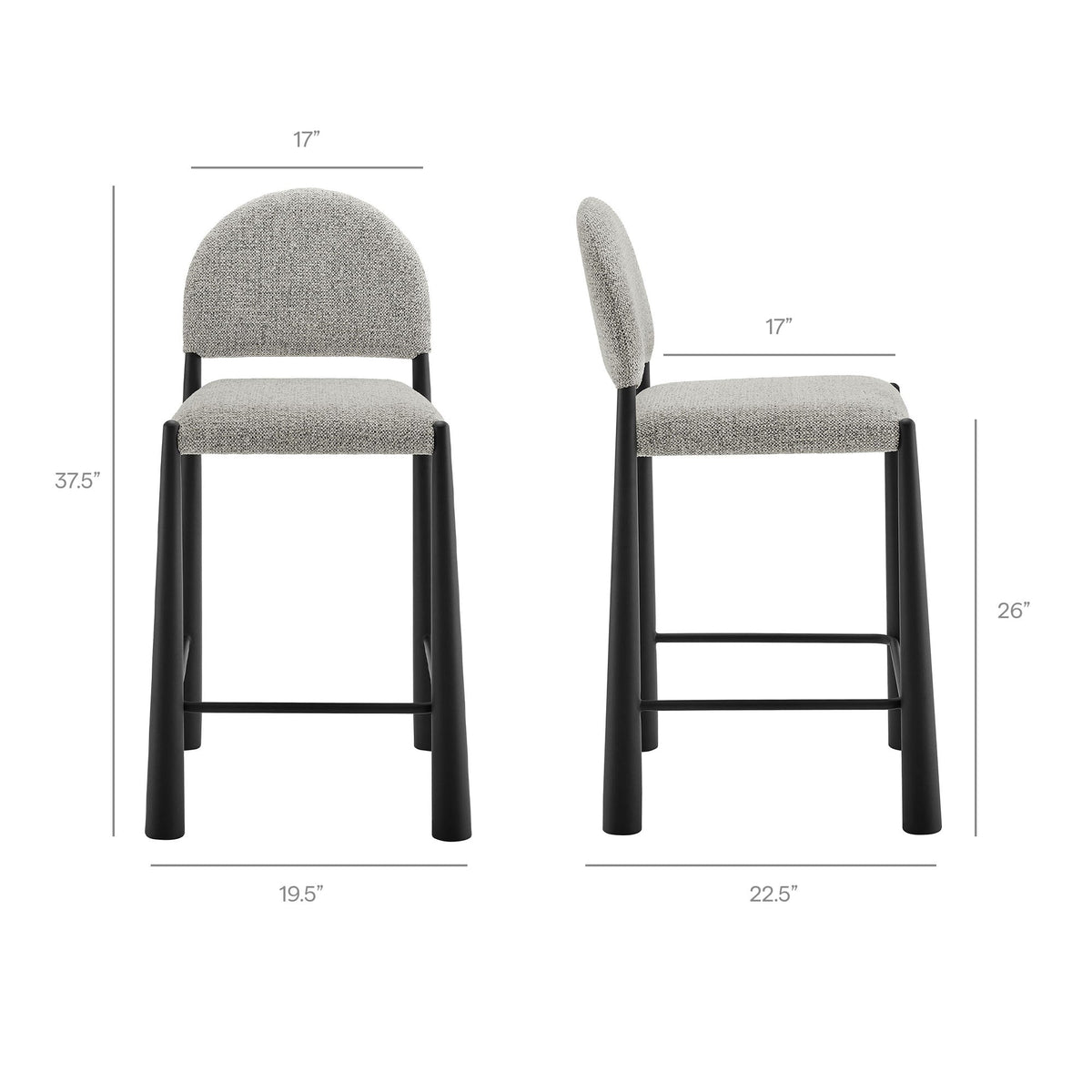 Hayley Upholstered Fabric Counter Stools Set of 2