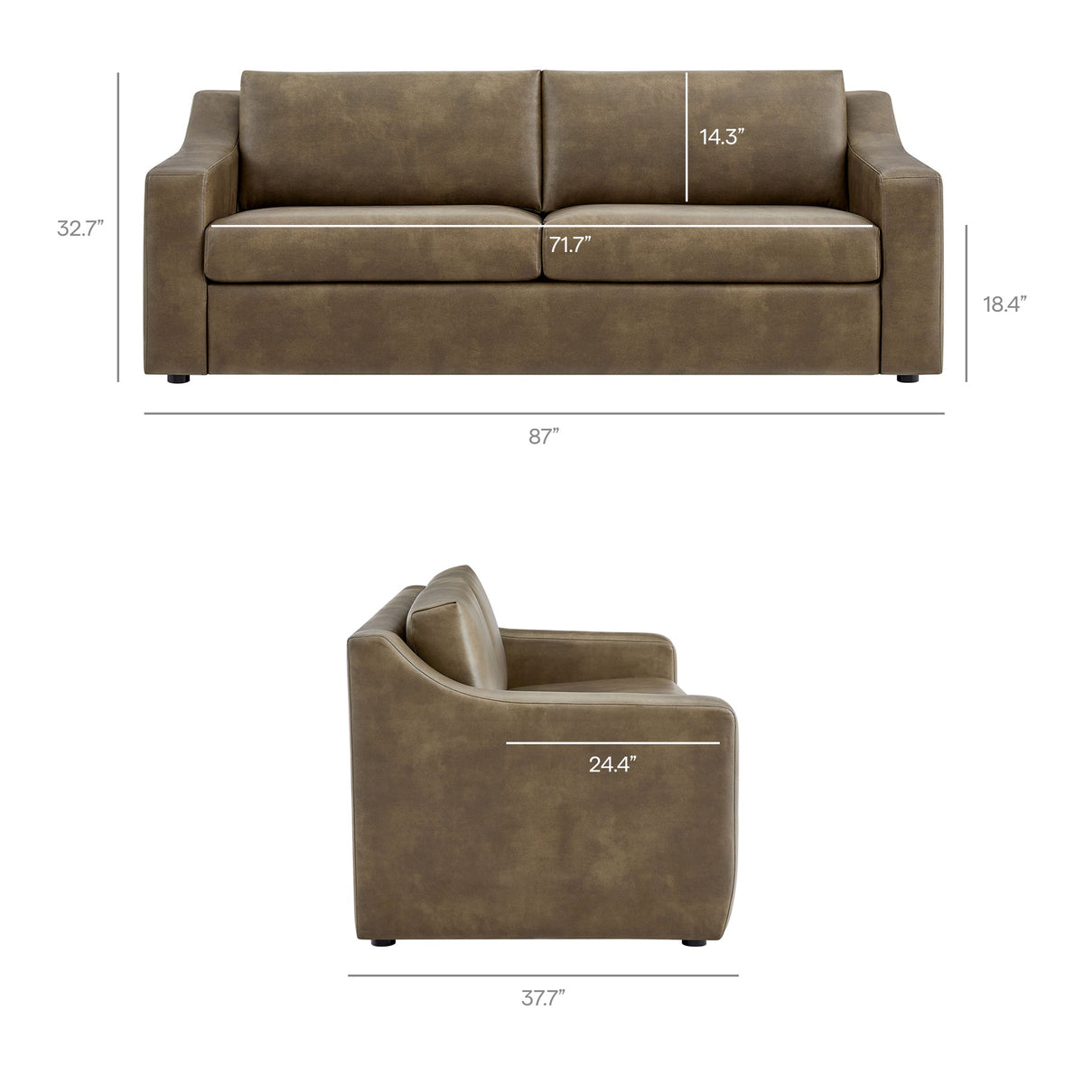 Liora 87 Inch Vegan Leather Sofa