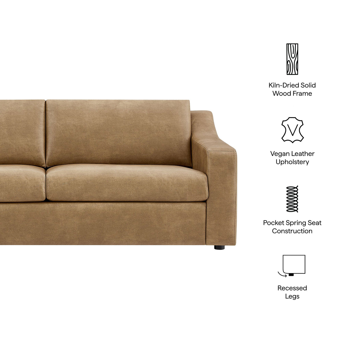 Liora 87 Inch Vegan Leather Sofa