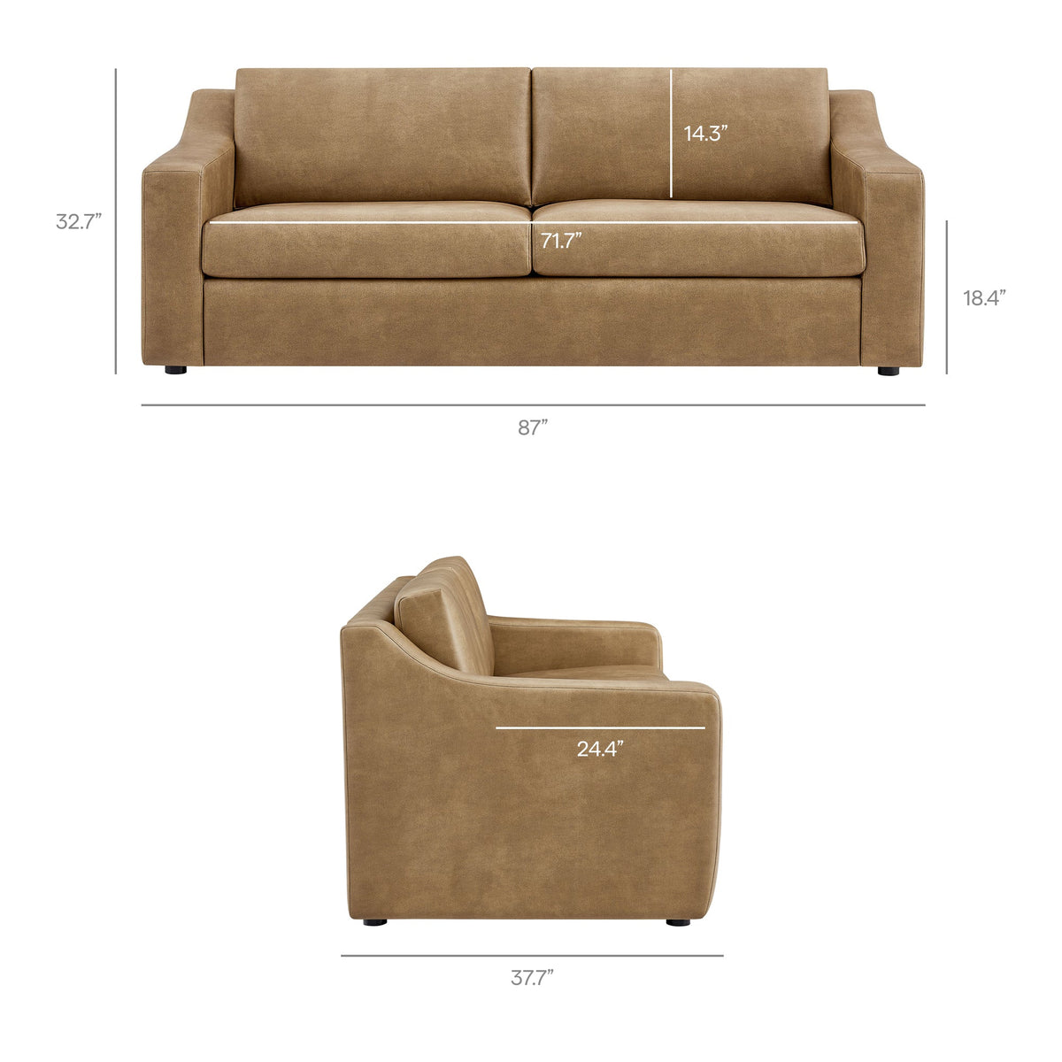 Liora 87 Inch Vegan Leather Sofa