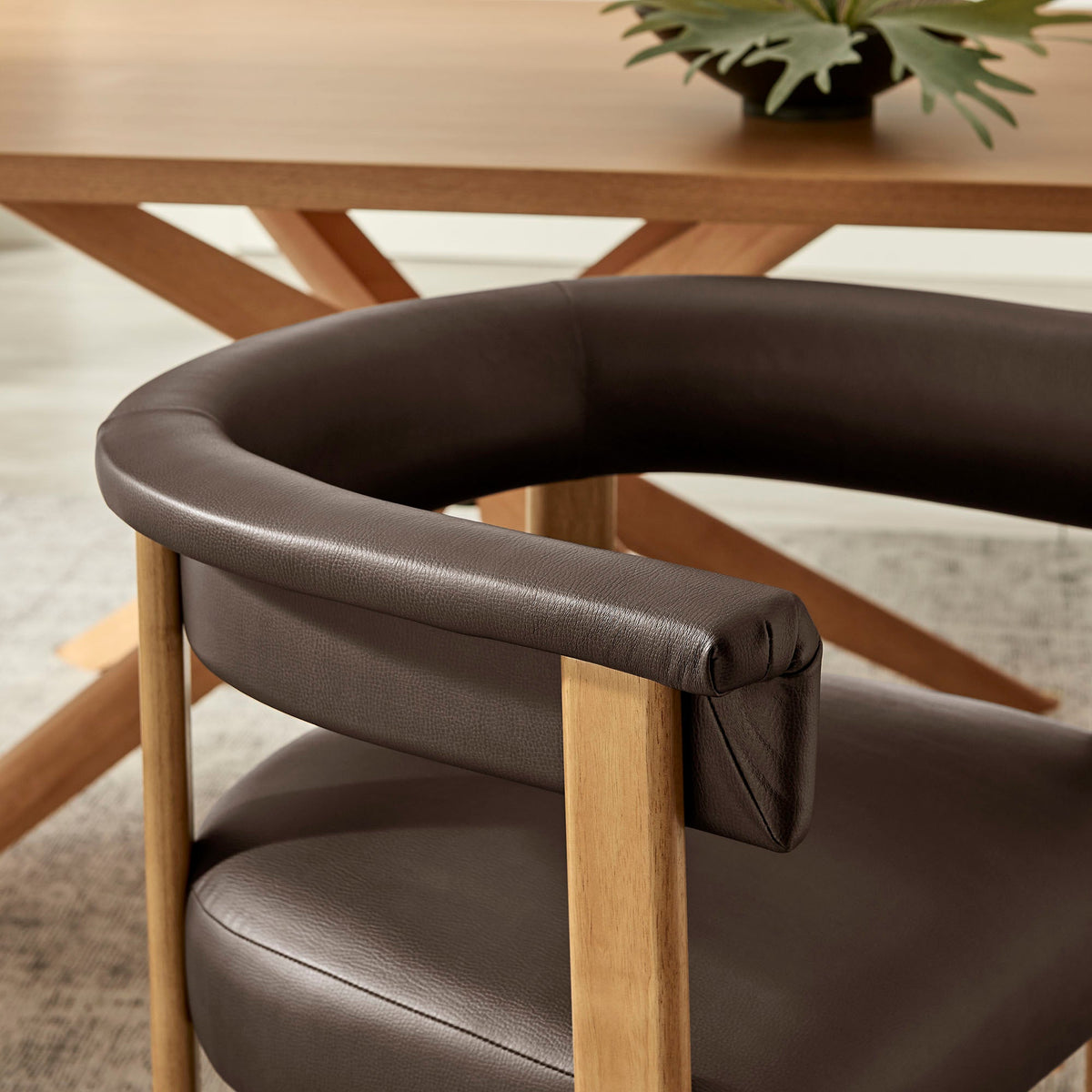 Imogen Premium Vegan Leather Barrel Dining Chairs Set of 2 - view 14