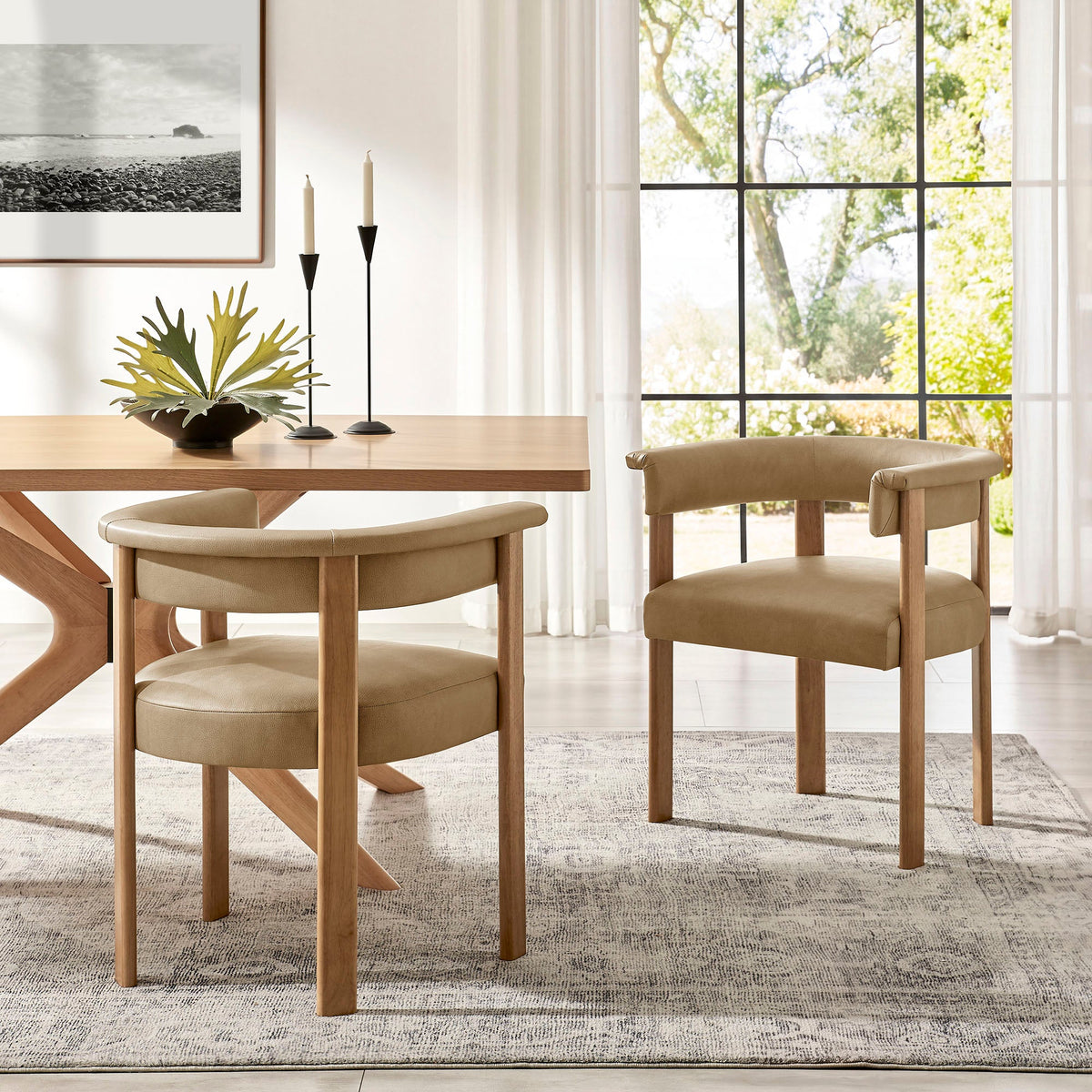 Imogen Premium Vegan Leather Barrel Dining Chairs Set of 2 - view 15
