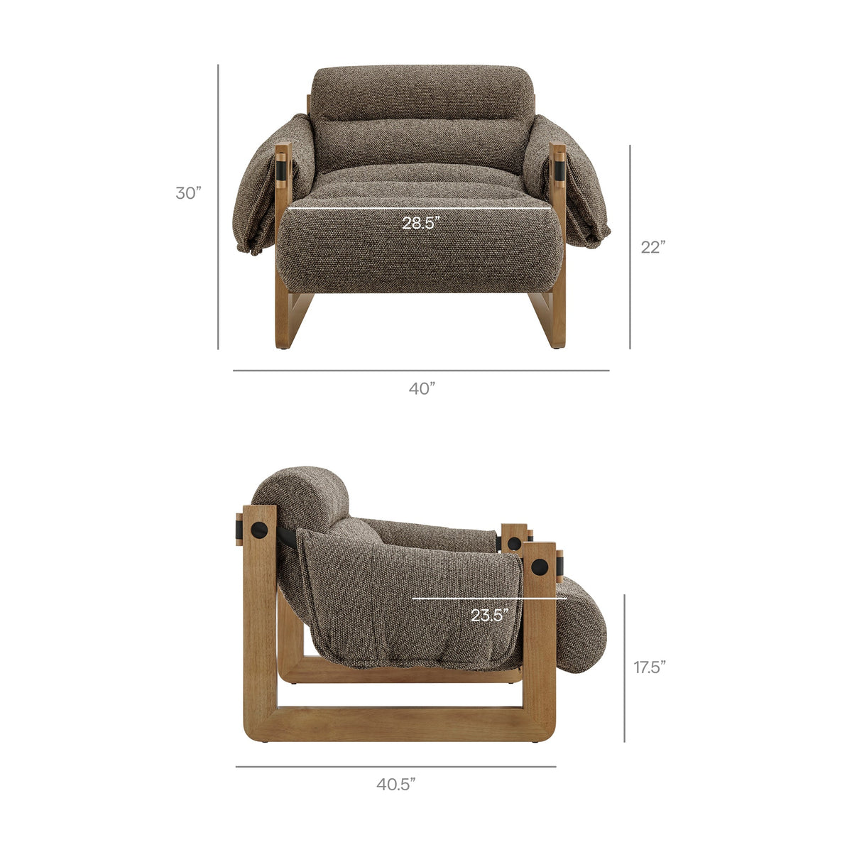 Sorelle Upholstered Fabric Sling Lounge Chair