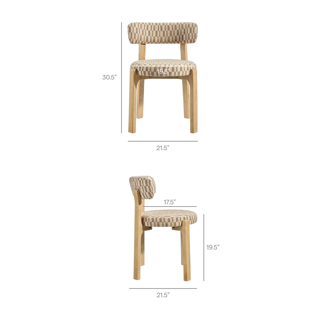 Marsha Retro Upholstered Fabric Dining Chairs Set of 2
