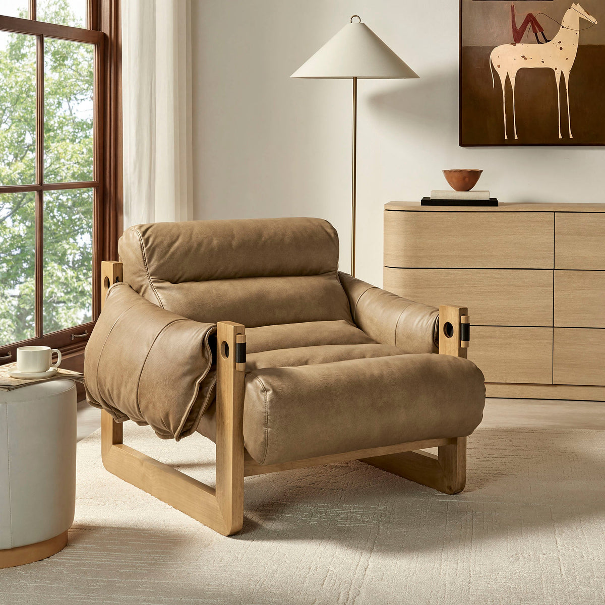 Sorelle Vegan Leather Sling Lounge Chair