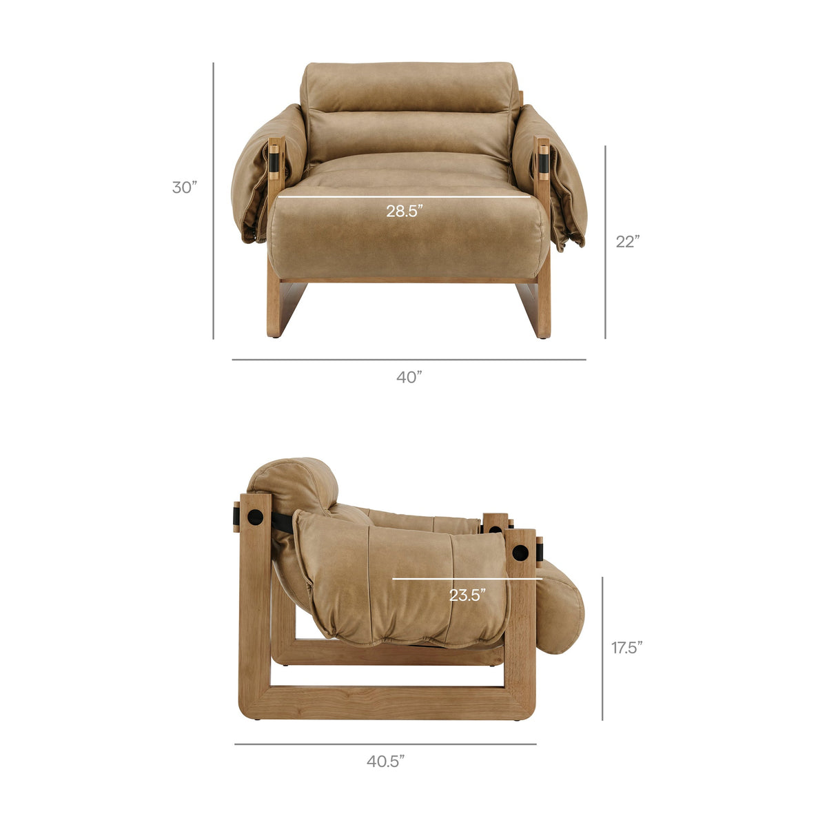 Sorelle Vegan Leather Sling Lounge Chair