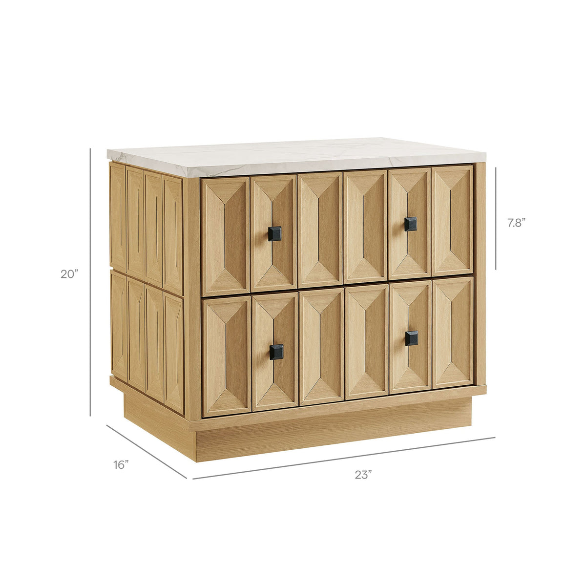 Mabry 23 Inch Geometric Faceted Two Drawer Nightstand