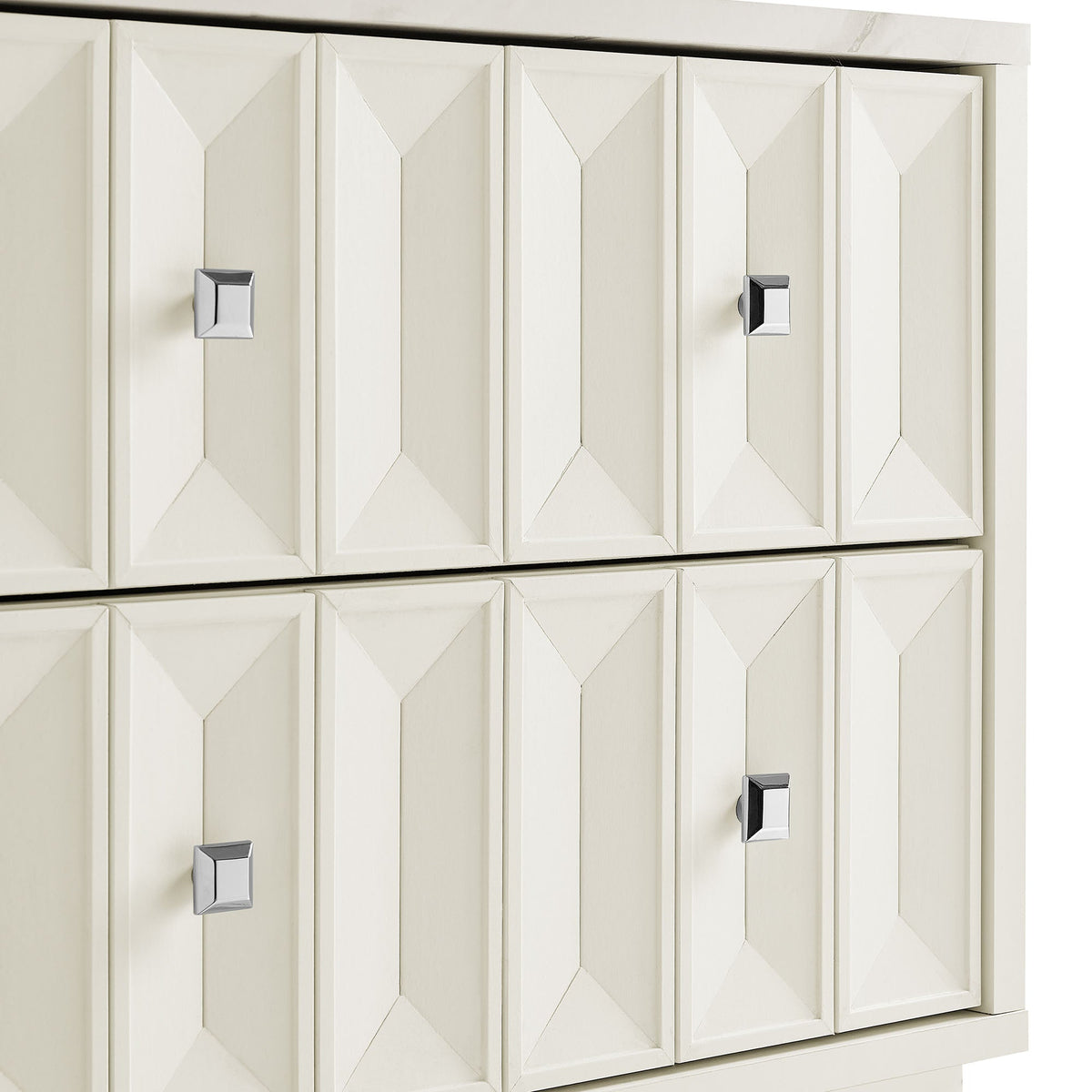 Mabry 23 Inch Geometric Faceted Two Drawer Nightstand