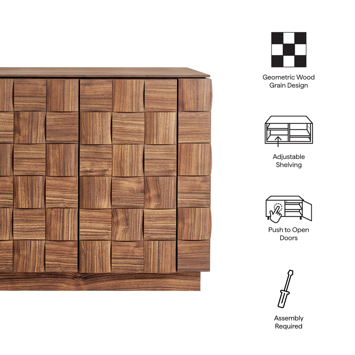 Duskin 68 Inch Geometric Block Design Four Door Sideboard