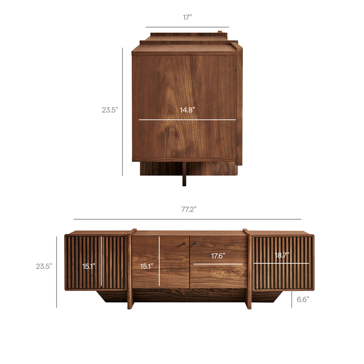 Yarrow 77 Inch Fluted Four Door TV Stand