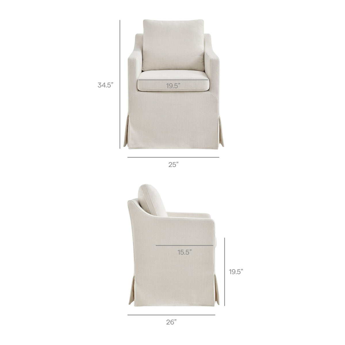 Serene Slipcovered Performance Fabric Dining Armchair