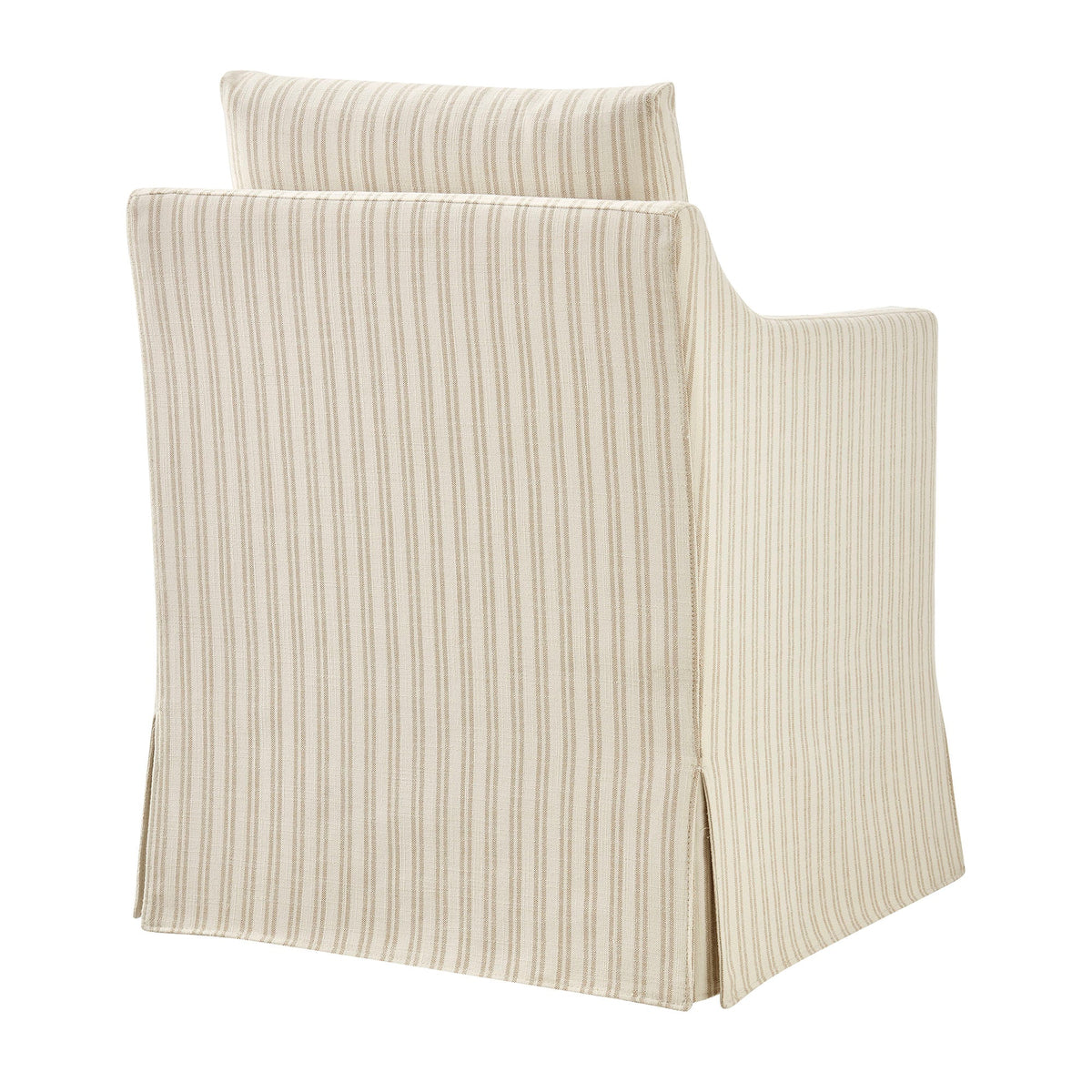 Serene Slipcovered Striped Fabric Dining Armchair - view 3