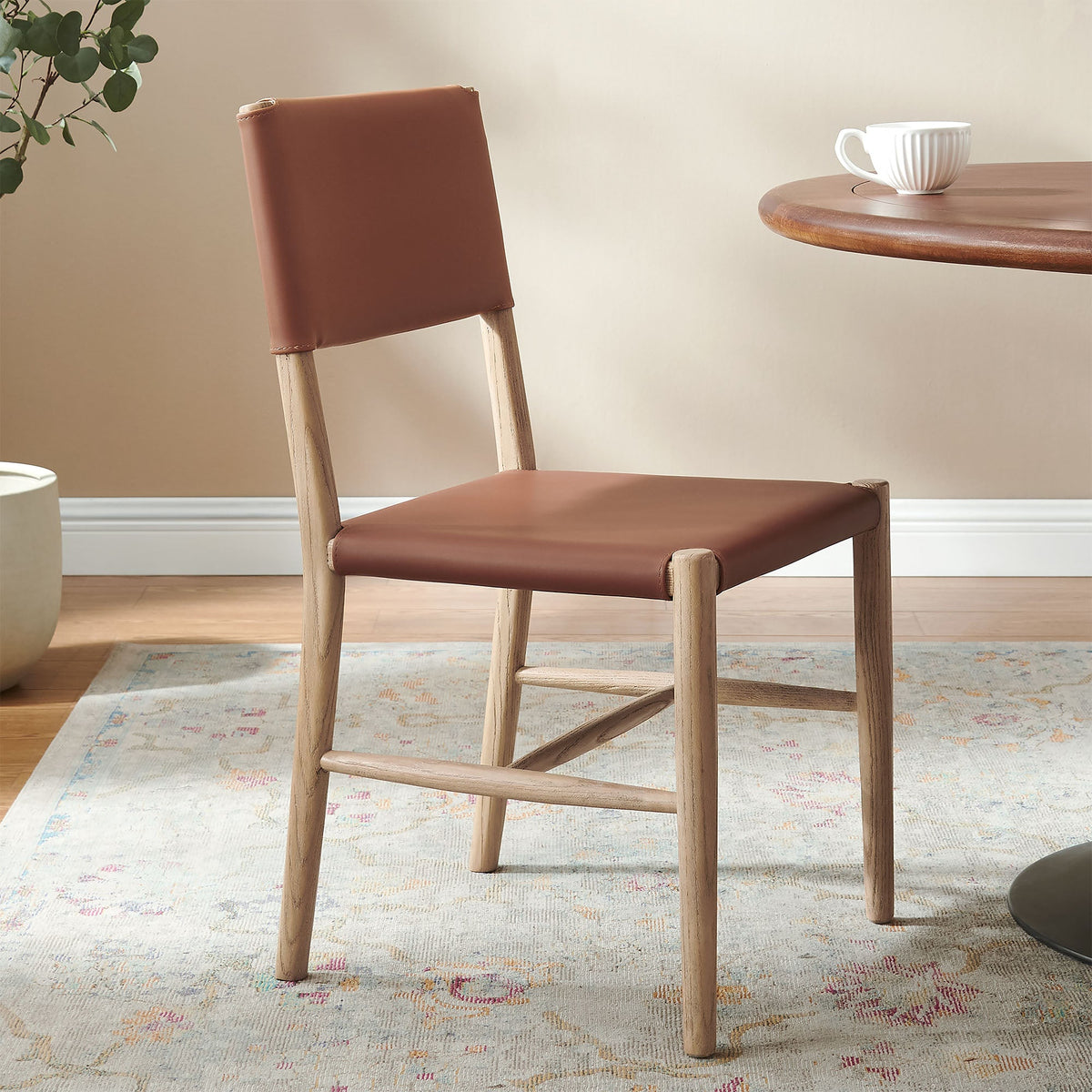 Dover Wood Vegan Leather Dining Side Chair