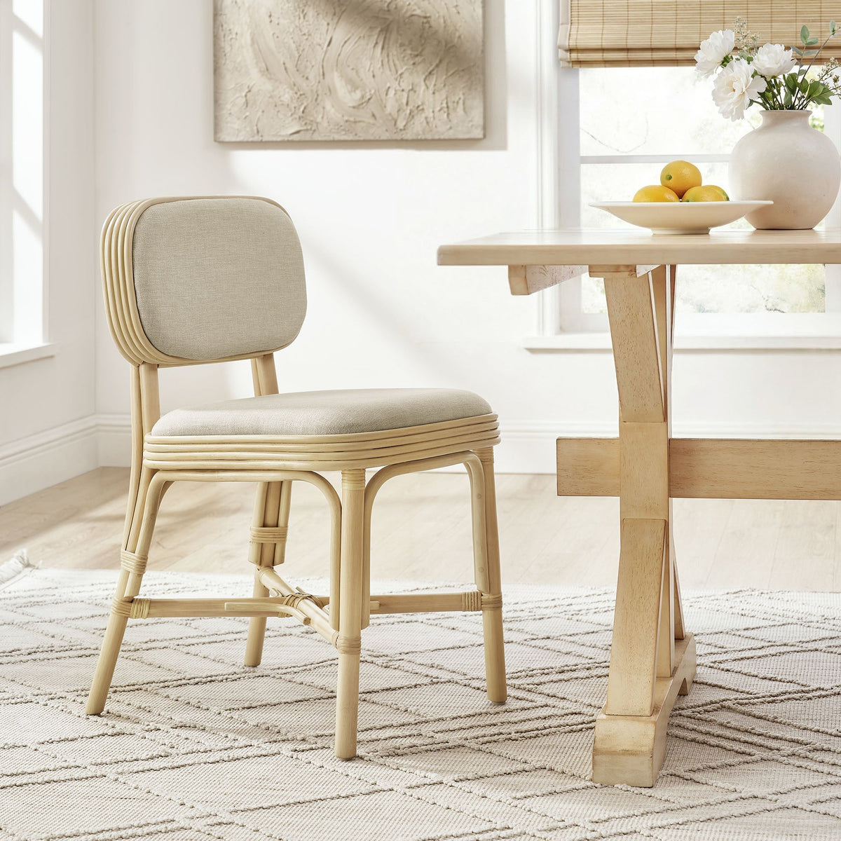 Bahari Upholstered Rattan Dining Chair