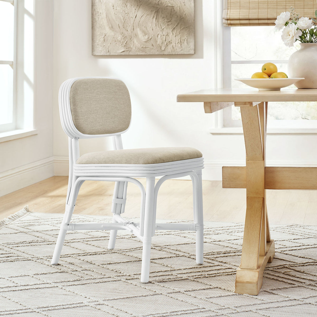 Bahari Upholstered Rattan Dining Chair