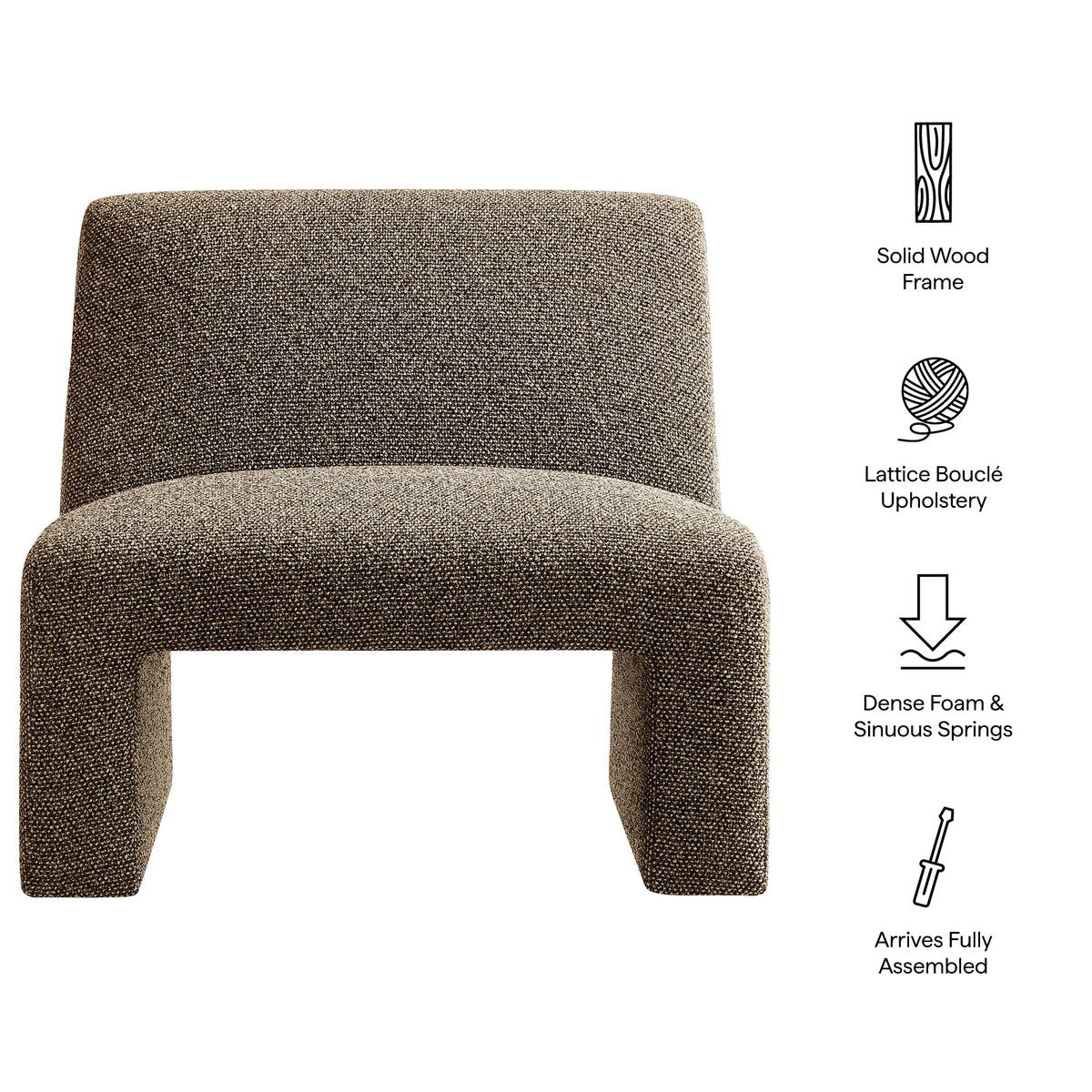 Amita Lattice Boucle Upholstered Armless Accent Chair
