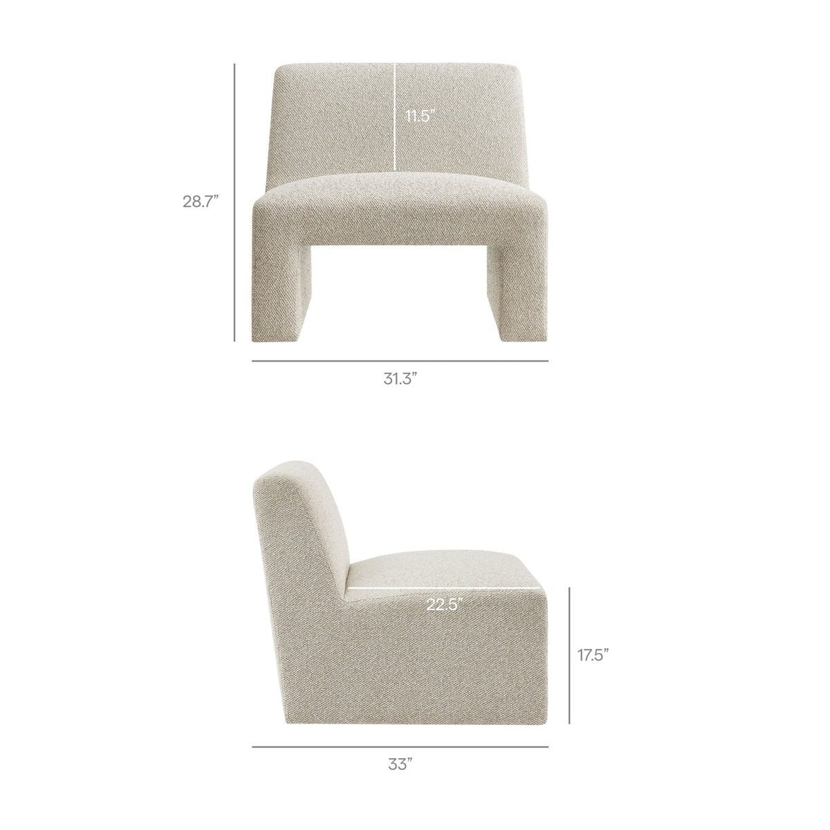 Amita Lattice Boucle Upholstered Armless Accent Chair
