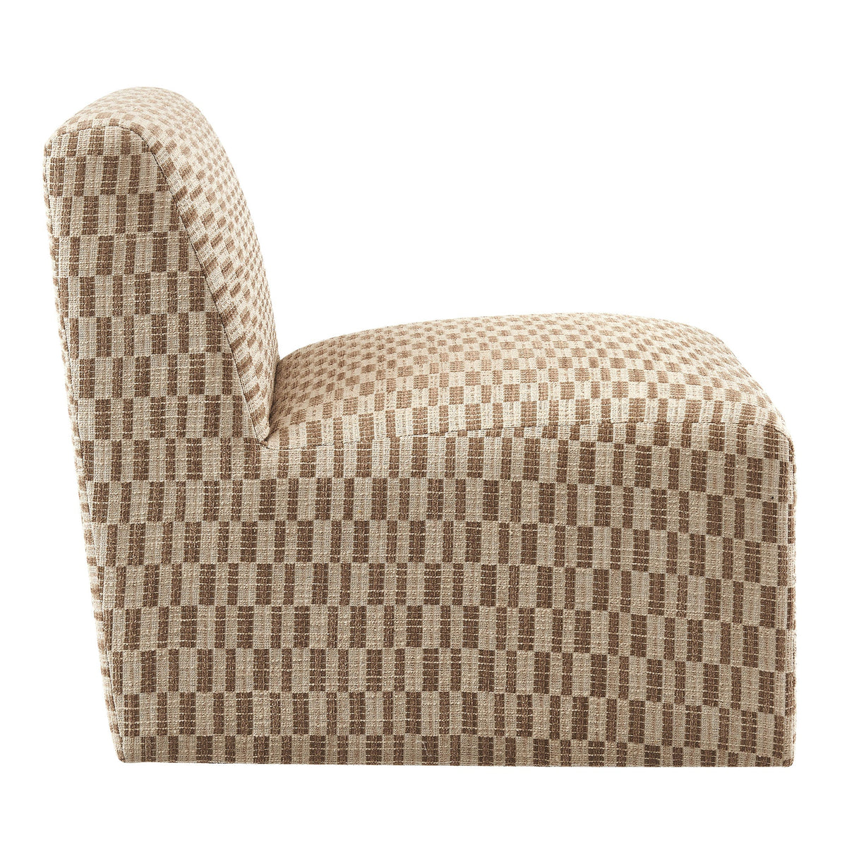 Amita Checked Woven Fabric Armless Accent Chair