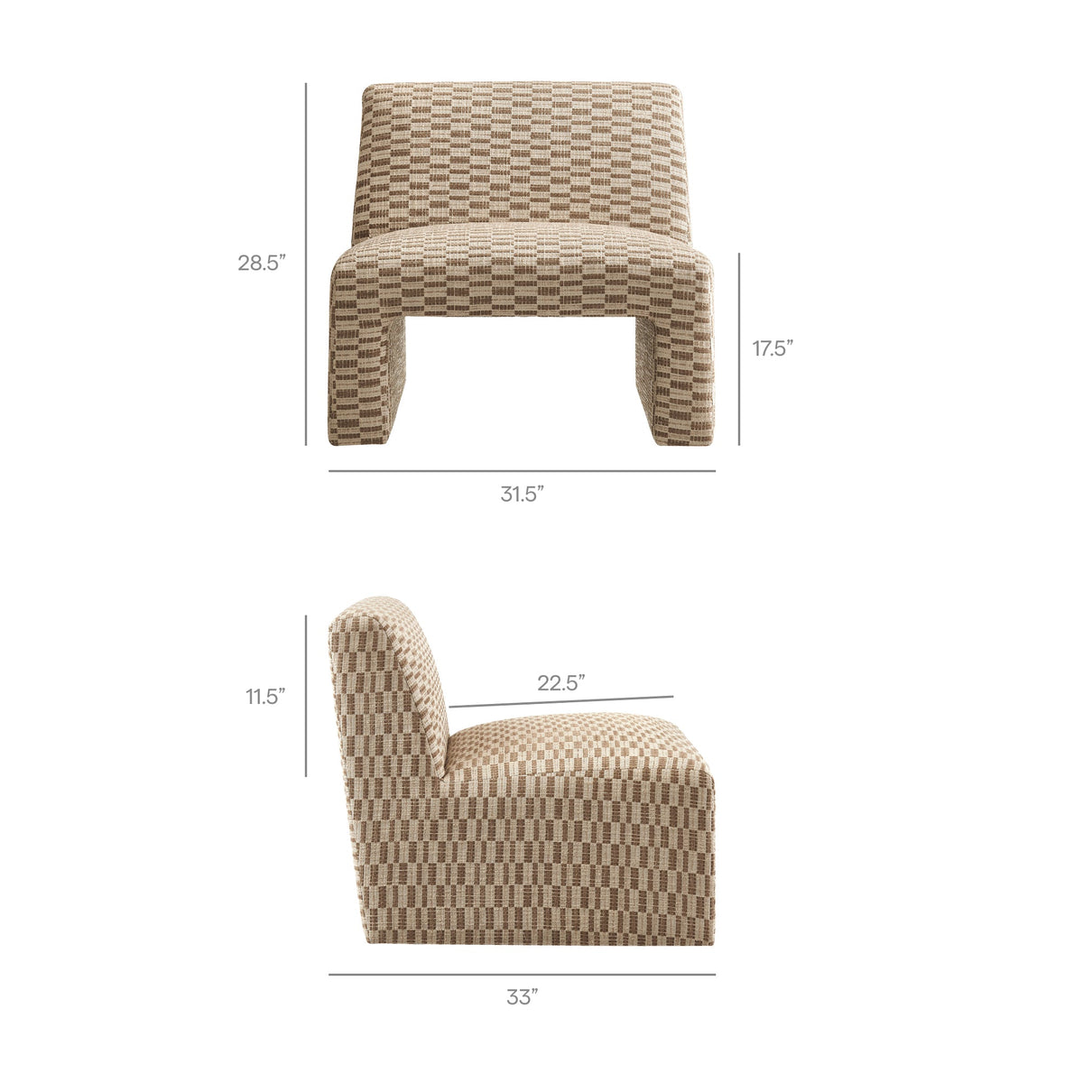 Amita Checked Woven Fabric Armless Accent Chair