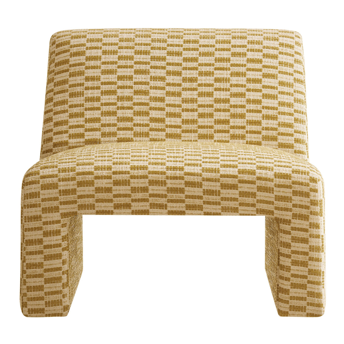 Amita Checked Woven Fabric Armless Accent Chair