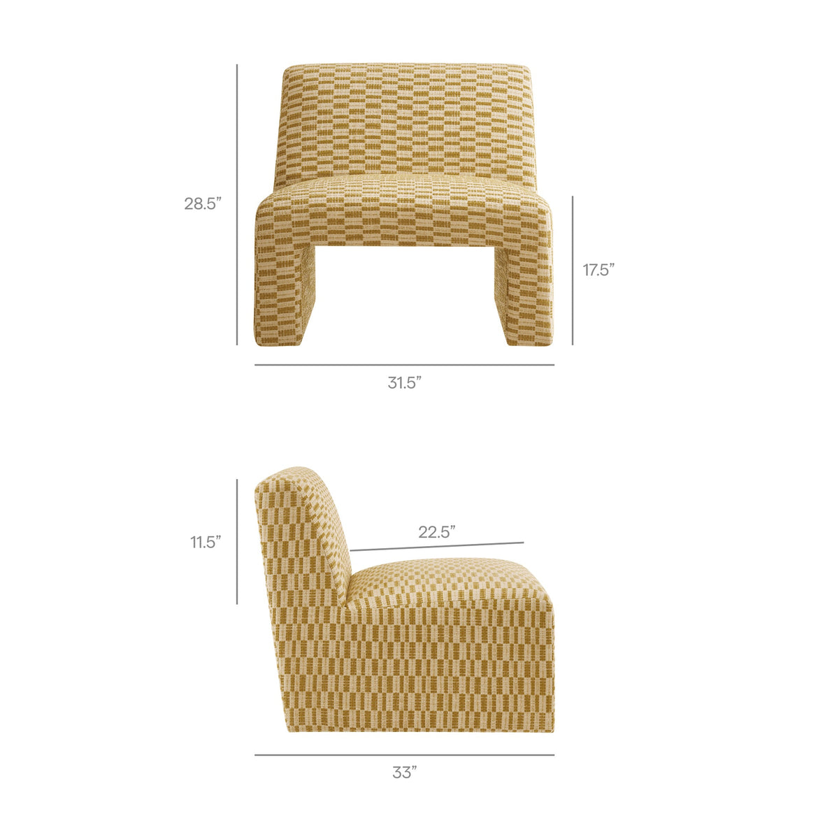 Amita Checked Woven Fabric Armless Accent Chair