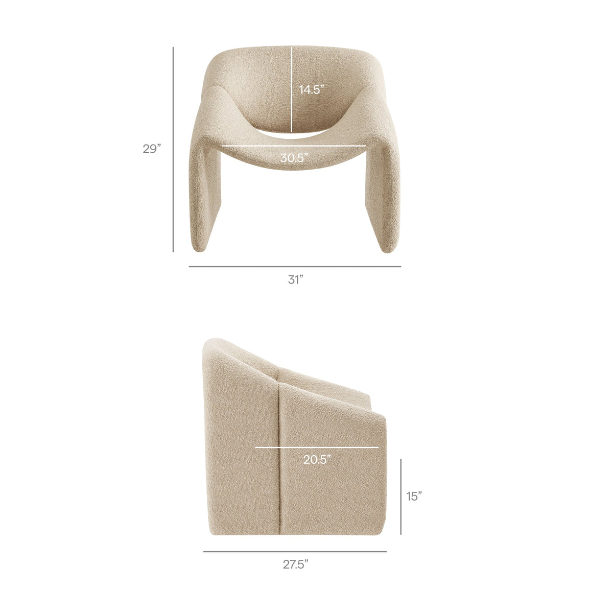 Vivi Looped Textural Fabric Curved Arm Accent Chair - view 27