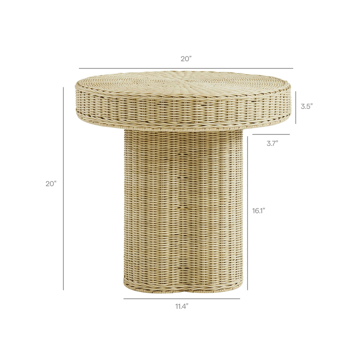 Sarova 20 Inch Natural Rattan Pedestal Side Table