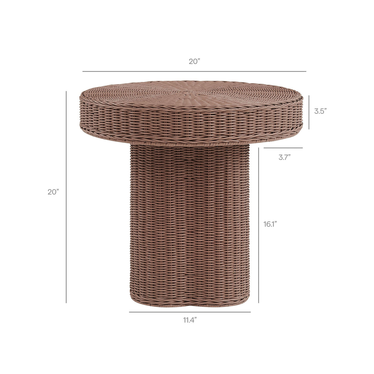 Sarova 20 Inch Natural Rattan Pedestal Side Table