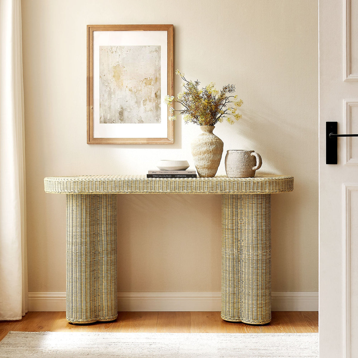 Sarova 59 Inch Natural Rattan Console Table
