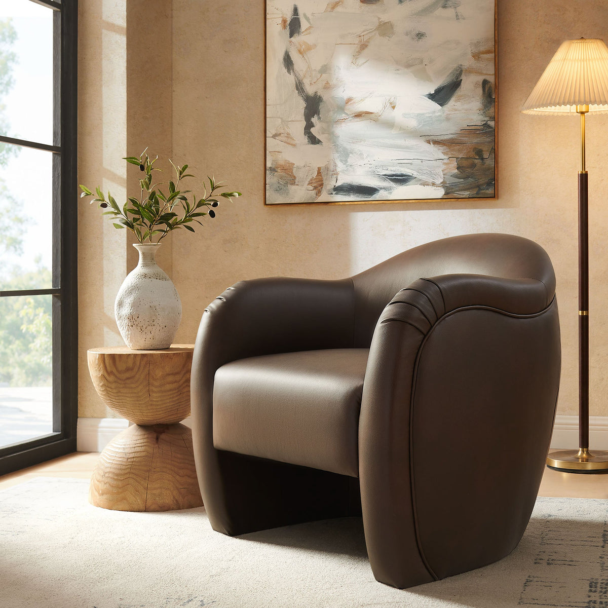 Compose Barrel Vegan Leather Accent Chair
