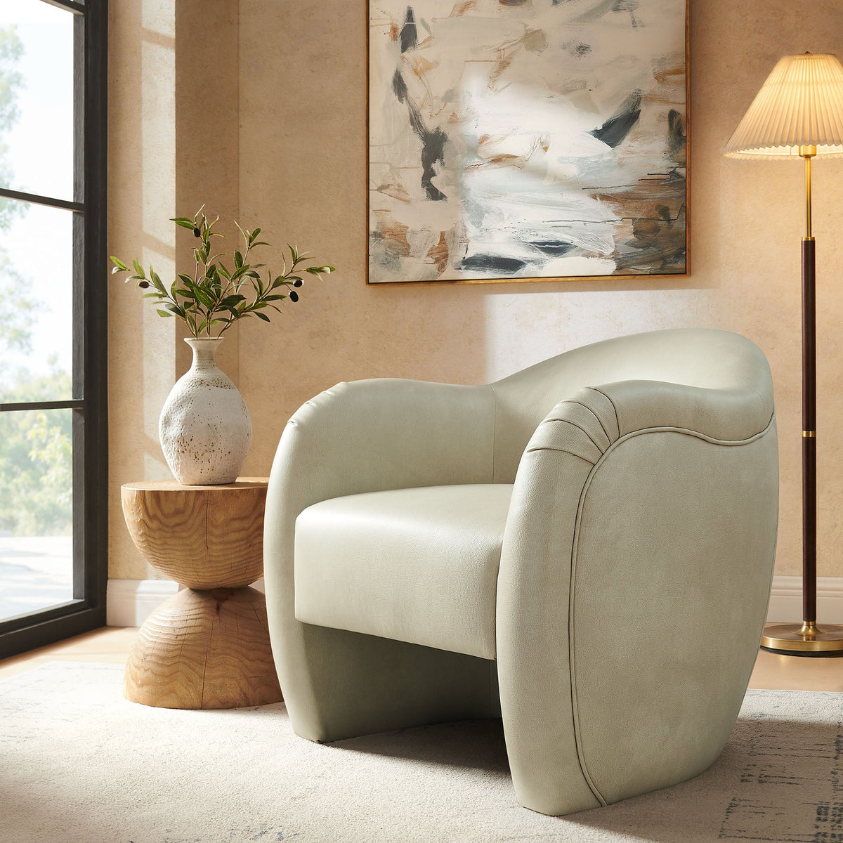 Compose Barrel Vegan Leather Accent Chair